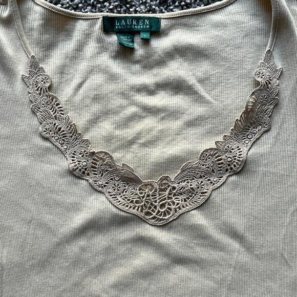 Ralph Lauren Top Womens Large Ivory Lace Cottagecore Fairy Long Sleeve Blouse - Picture 2 of 6